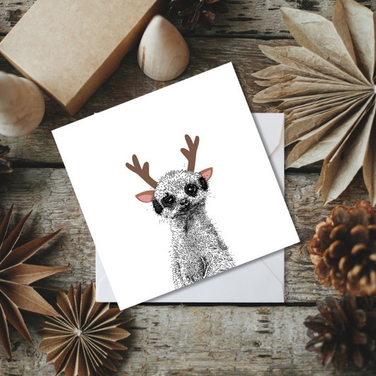 Reindeer Meerkat Greeting Card