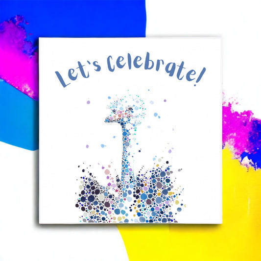 Lets Celebrate Ostrich Watercolour Card