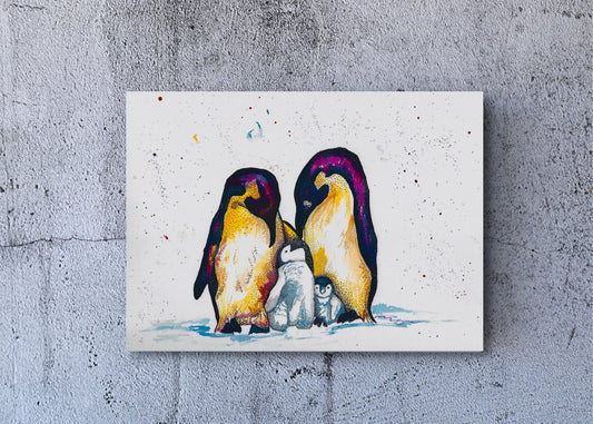 Original Ink Penguins Painting