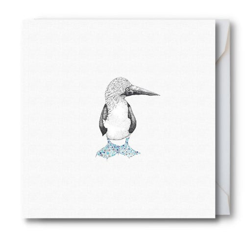 Blue Footed Booby Watercolour Bird Cards, Dot, Pointillism, Stippling, Nature, Greeting Cards