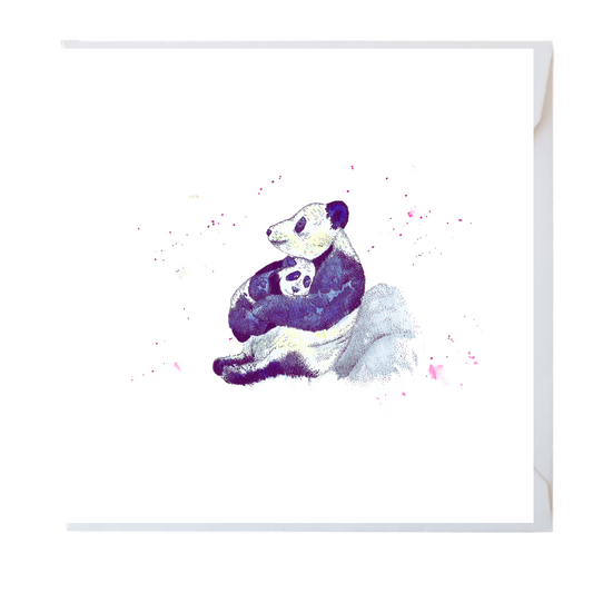 Mama Panda Watercolour Card