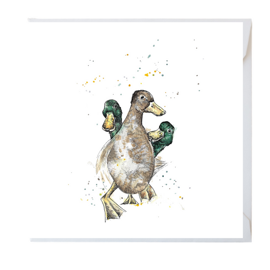 Flock of Ducks Watercolour Card