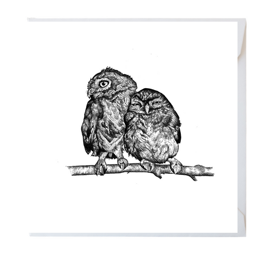Owls Cuddling Greeting Card