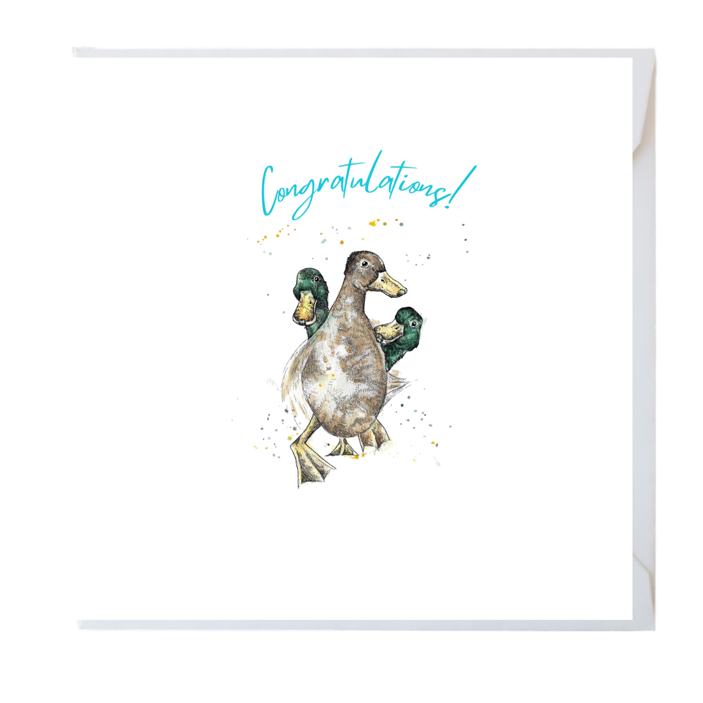 Congratulations Ducks Watercolour Card