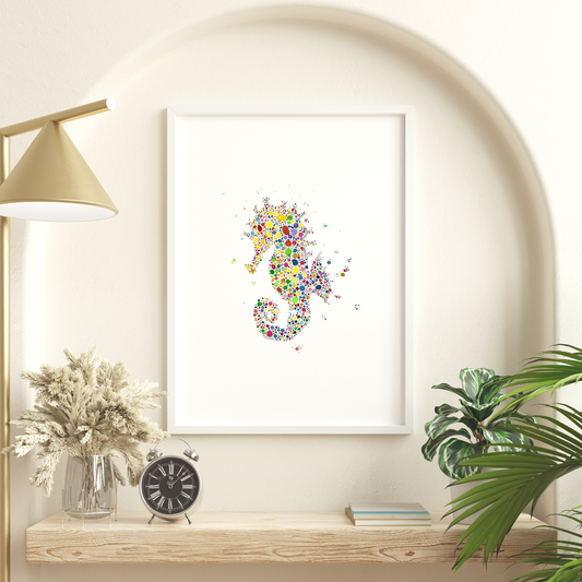 Seahorse Watercolour Dot Print