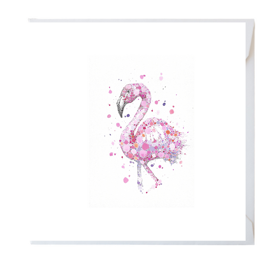 Flamingo Dot Watercolour Card